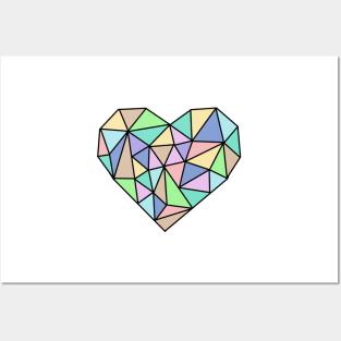 Multi-colour Pastel Crystal Heart Posters and Art